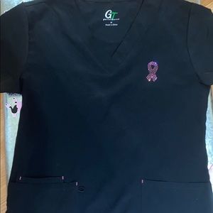 Breast cancer scrub shirt